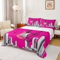 thumbnail image 1 of Feelyou Fashion Pink Guitar Twin Sheet Sets, Piano Musical Note Bedding, 3-Piece, 1 of 7