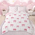 thumbnail image 1 of Feelyou Fashion Pink Ribbon Full Size Comforter Sets for Teens, Cartoon Love Heart Bedding Comforter Set, Kawaii Cartoon Bow Reversible Bedding Sets, Microfiber Bedroom Decor, 3-Piece, 1 of 8