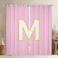thumbnail image 1 of Feelyou Fashion Pink Stripes Black Out Curtains for Teen, Initial M Letter Curtains Pack of 2 (42x63 Each), Cute Princess Cartoon Bedroom Curtains, Window Curtains Home Decor, 1 of 7