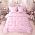 thumbnail image 1 of Feelyou Fashion Princess Bow Bedding Comforter Set 7pcs, Kawaii Bowknot Full Bedding Set, 1 of 8