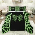 thumbnail image 1 of Feelyou Fashion Princess Bow Queen Comforter Set, Leopard Cheetah Print Bedding Sets, Green Dreamy Bowknot Reversible Bedding Comforter Set, Microfiber Bedroom Decor, 3-Piece, 1 of 8