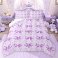 thumbnail image 1 of Feelyou Fashion Purple Bow Twin Comforter Sets, Dreamy Cartoon Ribbon Bedding Set, 2pcs, 1 of 8