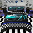 thumbnail image 1 of Feelyou Fashion Racing Car Full Size Comforter Sets for Boys, Modern Extreme Sports Bedding Comforter Set, Checkered Flag Reversible Bedding Sets, Lightweight Room Decor, 3-Piece, 1 of 8