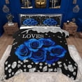 thumbnail image 1 of Feelyou Fashion Rose Flower Bedding Comforter Set, Valentines Day Floral Blue Twin Comforter Sets, Sequin Print Diamond Reversible Bedding Set, Ultra Soft Bedroom Decor, 2-Piece, 1 of 9