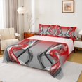 thumbnail image 1 of Feelyou Fashion Stripes Abstract Bed Sheets, Modern Striped Art King Sheets, Grey Red Aesthetic Lines Sheet Set, Breathable Home Decor, 4pcs, 1 of 7