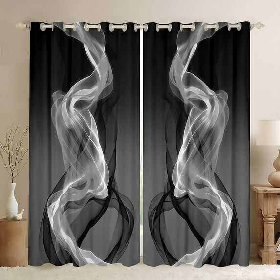 Feelyou Fashion Stripes Ombre Black Out Curtains, Modern Striped Abstract Curtains Pack of 2 (42x63 Each), Grey Black Aesthetic Lines Bedroom Curtains, Curtains and Drapes Decor