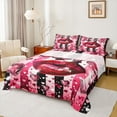 thumbnail image 1 of Feelyou Fashion Valentine's Day Queen Sheet Sets, Love Heart Couple Bed Set, 4-Piece, 1 of 7