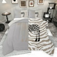thumbnail image 1 of Feelyou Fashion Zebra Print Full Size Comforter Sets, Cartoon Wildlife Animal Bedding Comforter Set, Teens Kids Boys Girls Reversible Bedding Sets, Microfiber Bedroom Decor, 3-Piece, 1 of 8