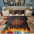 thumbnail image 1 of Feelyou Fire Fighter Bedding Comforter Set 7pcs for Teens, Firemen Sign King Bedding Sets, Honeycomb Geometric Bed Sheets, Lightweight Room Decor, 1 of 7