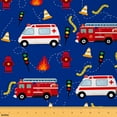 thumbnail image 1 of Feelyou Fire Fighter Car Fabric by the Yard 1 Yard for Kids, Red Truck Room Decor Fabric by the Yard, Function Vehicle Fabric for Sewing, Microfiber Bedroom Decor, 1 of 6