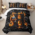 thumbnail image 1 of Feelyou Fire Skull Rose Letter Twin Quilt Set for Men, Flame Gothic Floral Twin Coverlet Set, Black Orange, 2 Pieces, 1 of 7