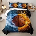 thumbnail image 1 of Feelyou Fire Water Basketball Twin Quilt Set for Boys, Sport Ball Twin Coverlet Set, Blue Orange, 2pcs, 1 of 7