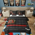 thumbnail image 1 of Feelyou Firefighter Kids Bedding Comforter Set 7 Pieces, American Flag Geometric Stripes Full Bedding Set, Fire Fighting Truck Fitted Sheet Flat Sheet, Super Cozy Room Decor, 1 of 7