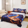 thumbnail image 1 of Feelyou Flame Dragon Queen Sheet Sets for Boys, Magical Lightning Animal Bed Set, Blue Orange, 4-Piece, 1 of 4
