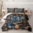 thumbnail image 1 of Feelyou Floral Blue Dragon Twin Quilt Set for Boys Girls, Garden Book Wildlife Twin Coverlet Set, Blue Orange, 2pcs, 1 of 7
