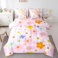 thumbnail image 1 of Feelyou Flower Floral Women Bedding Comforter Set 7pcs, Pink Cherry Blossoms King Bedding Sets, Modern Fashion Style Reversible Bed Sheets, Super Cozy Room Decor, 1 of 7
