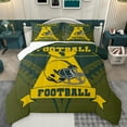 thumbnail image 1 of Feelyou Football Athlete Helmet Full Size Comforter Sets, Yellow Green Abstract Bedding Comforter Set, Rugby Sports Theme Reversible Bedding Sets, Luxury Bedroom Decor, 3pcs, 1 of 8