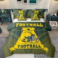 thumbnail image 1 of Feelyou Football Athlete Helmet Twin Bedding Sets 7-Piece, Yellow Green Abstract Bedding Comforter Set, Rugby Sports Theme Reversible Sheet Sets, Luxury Bedroom Decor, 1 of 7