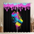 thumbnail image 1 of Feelyou Football Curtains Pack of 2 (42x84 Each), Artwork Splatter Curtains Blackout, 1 of 6