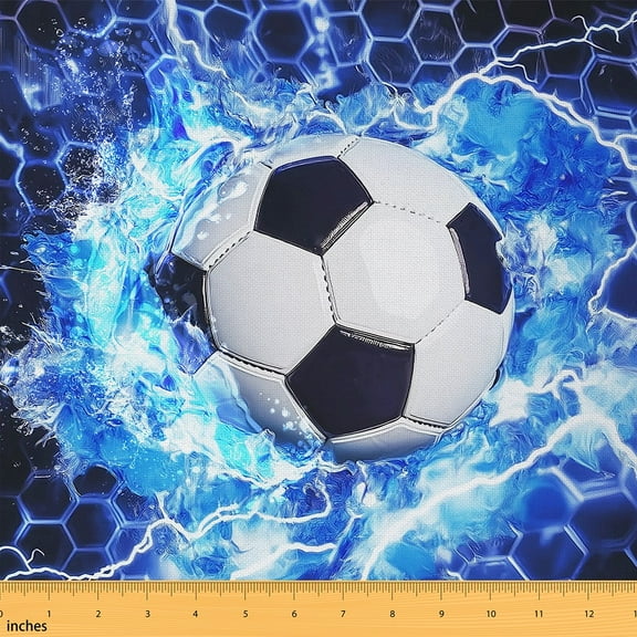 Feelyou Football Player Kids Fabric by the Yard 1 Yard, Soccer Sports Sewing Fabric, Neon Geometric Home Decor Fabric by the Yard, Breathable Home Decor