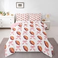 thumbnail image 1 of Feelyou Football Rugby Full Size Comforter Sets, Kawaii Princess Bow Bedding Sets, 3pcs, 1 of 8