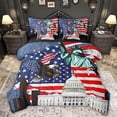 thumbnail image 1 of Feelyou Fourth of July Bedding Comforter Set 7pcs, Stripes Stars Flag Queen Bedding Sets, Kawaii Eagle Animal Reversible Queen Sheet Sets, Lightweight Room Decor, 1 of 8