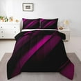 thumbnail image 1 of Feelyou Fuchsia Striped Geometric Queen Comforter Set, Futuristic Abstract Bedding Sets, Teen Child Kid Adult Reversible Bedding Comforter Set, Super Cozy Room Decor, 3 Pieces, 1 of 8