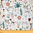 thumbnail image 1 of Feelyou Funny Animal Teens Fabric by the Yard 2 Yards, Kawaii Kitten Cat Room Decor Fabric by the Yard, Rustic Floral Plant Fabric for Sewing, Breathable Home Decor, 1 of 6