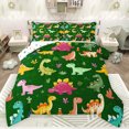 thumbnail image 1 of Feelyou Funny Cartoon Dino Full Size Comforter Sets for Kids, Cute Dinosaur Lover Bedding Comforter Set, Leaf Plant Botanical Reversible Bedding Sets, Microfiber Bedroom Decor, 3pcs, 1 of 8