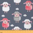 thumbnail image 1 of Feelyou Funny Cartoon Sheep Fabric by the Yard 1 Yard, Kawaii Farm Animal Room Decor Fabric by the Yard, White Cloud Fabric for Sewing, Lightweight Room Decor, 1 of 6