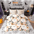thumbnail image 1 of Feelyou Funny Cute Ghost Bedding Comforter Set 7pcs for Kids, Rustic Groovy Floral Queen Bedding Sets, Halloween Bat Pumpkin Reversible Queen Sheet Sets, Microfiber Bedroom Decor, 1 of 7