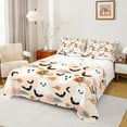 thumbnail image 1 of Feelyou Funny Cute Ghost Queen Sheet Sets for Kids, Rustic Groovy Floral Flat Sheet, Halloween Bat Pumpkin Queen Fitted Sheet, Microfiber Bedroom Decor, 4pcs, 1 of 7