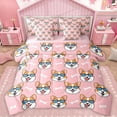 thumbnail image 1 of Feelyou Funny Dog Pug Bedding Comforter Set 7pcs for Kids, Cute Dalmatian Lover King Bedding Sets, Girly Pink Cartoon Reversible Bed Sheets, Lightweight Room Decor, 1 of 7