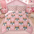 thumbnail image 1 of Feelyou Funny Dog Pug Queen Comforter Set for Kids, Cute Dalmatian Lover Bedding Sets, Girly Pink Cartoon Reversible Bedding Comforter Set, Lightweight Room Decor, 3pcs, 1 of 8