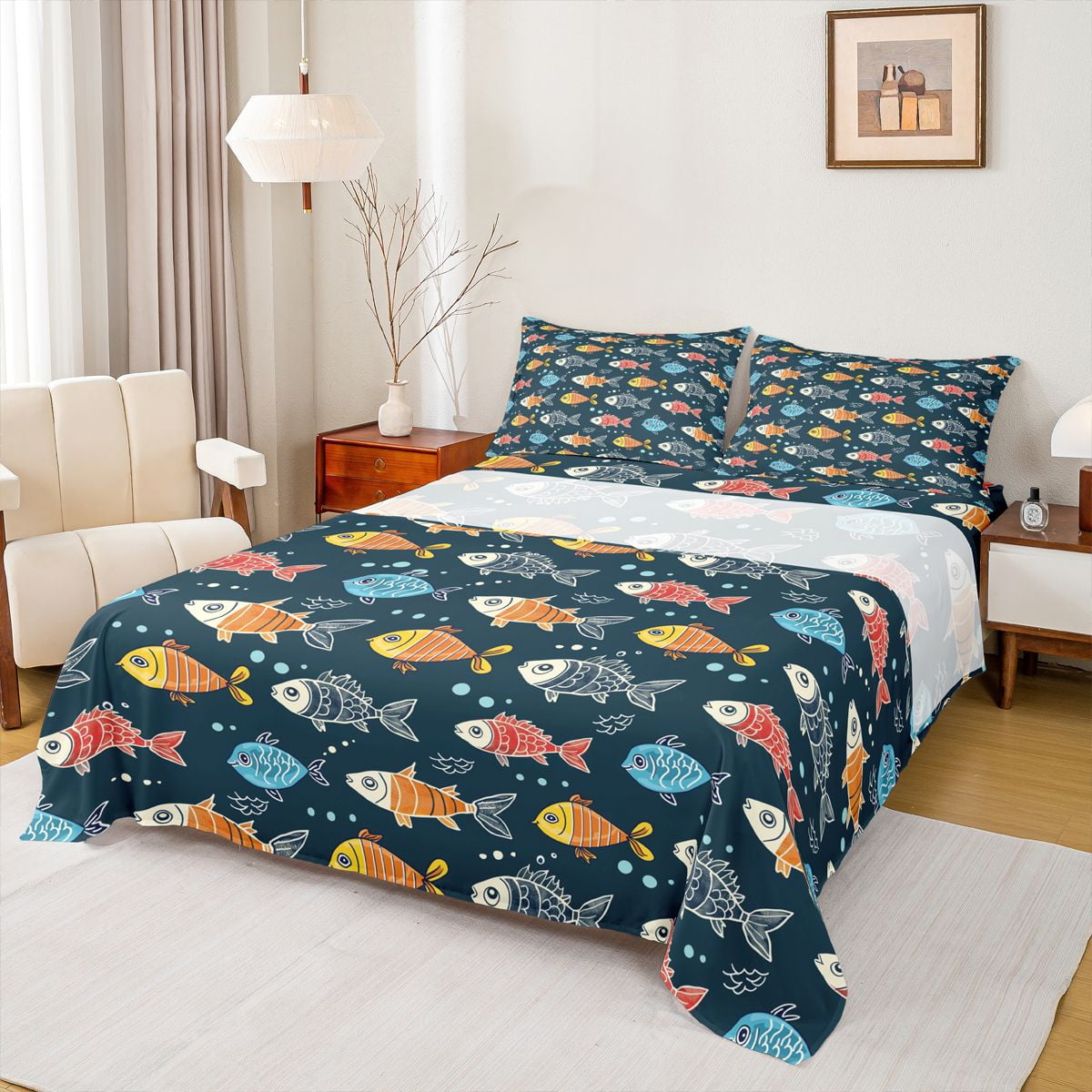 Feelyou Funny Fish Animal Full Size Sheets, Cartoon Ocean Sealife Bed ...