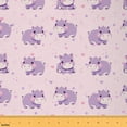 thumbnail image 1 of Feelyou Funny Hippo Fabric by the Yard 5 Yards, Love Heart Stars Print Home Decor Fabric by the Yard, Cartoon Animal Sewing Fabric, Microfiber Bedroom Decor, 1 of 6