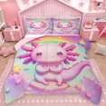 thumbnail image 1 of Feelyou Funny Pink Axolotl Bedding Comforter Set for Kids, Dreamy Stars Rainbow Galaxy Twin Comforter Sets, Cute Animal Reversible Bedding Set, Luxury Bedroom Decor, 2pcs, 1 of 8