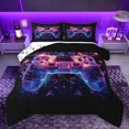 thumbnail image 1 of Feelyou Futuristic Game Console Queen Comforter Set, Glitter Gamepad Bedding Sets, Chic Abstract Stripes Reversible Bedding Comforter Set, Super Cozy Room Decor, 3pcs, 1 of 8