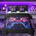 thumbnail image 1 of Feelyou Futuristic Game Console Twin Bedding Sets 7-Piece, Glitter Gamepad Bedding Comforter Set, Chic Abstract Stripes Reversible Sheet Sets, Super Cozy Room Decor, 1 of 7