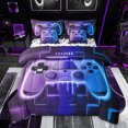 thumbnail image 1 of Feelyou Futuristic Game Controller Twin Bedding Sets 7-Piece for Kids, Purple Blue Honeycomb Bedding Comforter Set, Gaming Gamer Gamepad Reversible Sheet Sets, Luxury Bedroom Decor, 1 of 9