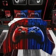 thumbnail image 1 of Feelyou Futuristic Gamepad Boys Bedding Comforter Set, Fashion Red Blue Honeycomb Twin Comforter Sets, Modern Video Game Reversible Bedding Set, Ultra Soft Bedroom Decor, 2 Pieces, 1 of 9