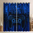thumbnail image 1 of Feelyou Futuristic Gamepad Boys Black Out Curtains, Neon Blue Honeycomb Abstract Curtains Pack of 2 (42x63 Each), Modern Video Game Bedroom Curtains, Window Curtains Decor, 1 of 7