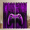 thumbnail image 1 of Feelyou Futuristic Gamepad Boys Black Out Curtains, Neon Purple Honeycomb Curtains Pack of 2 (42x63 Each), Modern Video Game Bedroom Curtains, Black Out Curtains Decor, 1 of 6