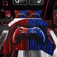 thumbnail image 1 of Feelyou Futuristic Gamepad Boys Queen Comforter Set, Fashion Red Blue Honeycomb Bedding Sets, Modern Video Game Reversible Bedding Comforter Set, Ultra Soft Bedroom Decor, 3 Pieces, 1 of 8