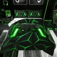 thumbnail image 1 of Feelyou Futuristic Gamepad Boys Queen Comforter Set, Neon Green Abstract Line Bedding Sets, Modern Video Gaming Reversible Bedding Comforter Set, Luxury Bedroom Decor, 3 Pieces, 1 of 9