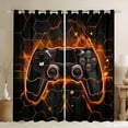 thumbnail image 1 of Feelyou Futuristic Gamepad Curtains Pack of 2 (42x84 Each), Neon Glowing Honeycomb Curtains Blackout, Glitter Orange Games Console Bedroom Curtains, Living Room Curtains Decor, 1 of 6