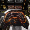 thumbnail image 1 of Feelyou Futuristic Gamepad Full Size Comforter Sets, Neon Glowing Honeycomb Bedding Comforter Set, Glitter Orange Games Console Reversible Bedding Sets, Ultra Soft Bedroom Decor, 3-Piece, 1 of 9