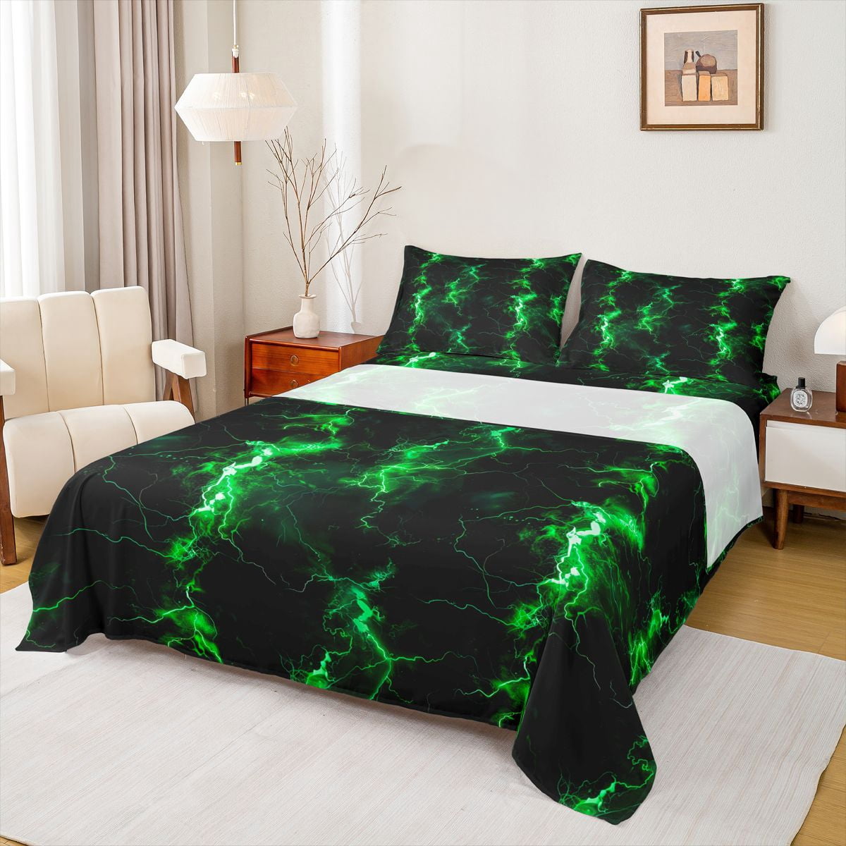 Abstract Sheet Set Feelyou Futuristic Lightning Kids Full Size Sheets, Neon Gradient ...