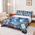 thumbnail image 1 of Feelyou Galaxy Blue Fish Animal Full Size Sheets for Kids Boys, Western Boho Flower Floral Bed Sheets, 4pcs, 1 of 5