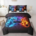 thumbnail image 1 of Feelyou Game Console Gamepad Twin Bedding Sets 7-Piece for Boy, Outer Space Planet Bedding Comforter Set, Fire and Water Reversible Sheet Sets, Lightweight Room Decor, 1 of 6